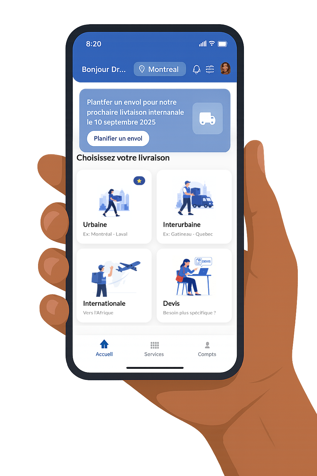 Application mobile Dropcolis - Suivi de colis en temps réel au Québec